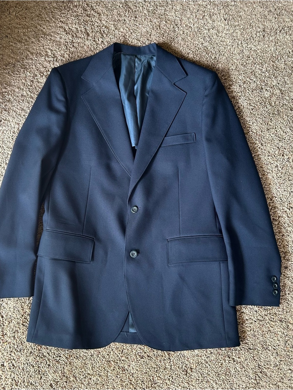 Kuppenheimer Vintage Blue Solid 42L Single-Breasted 2-Button Notch Vent